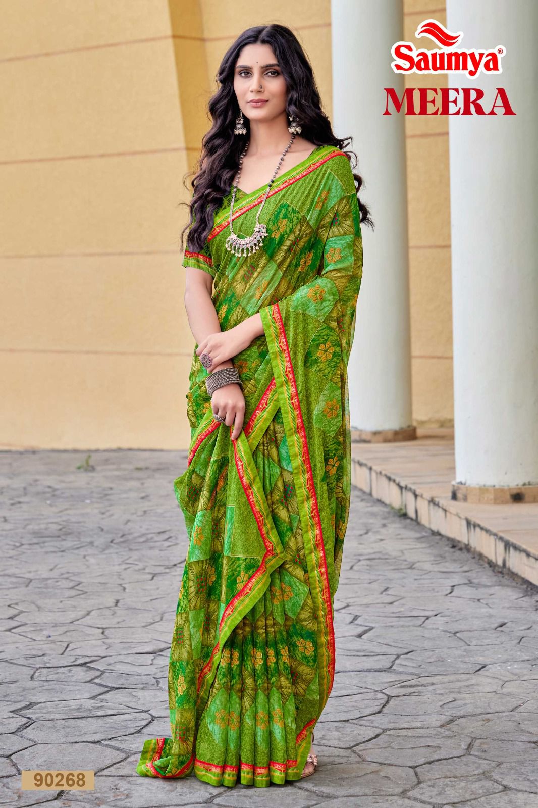 Meera By Saumya Printed Daily Wear Chiffon Saree Suppliers In Mumbai